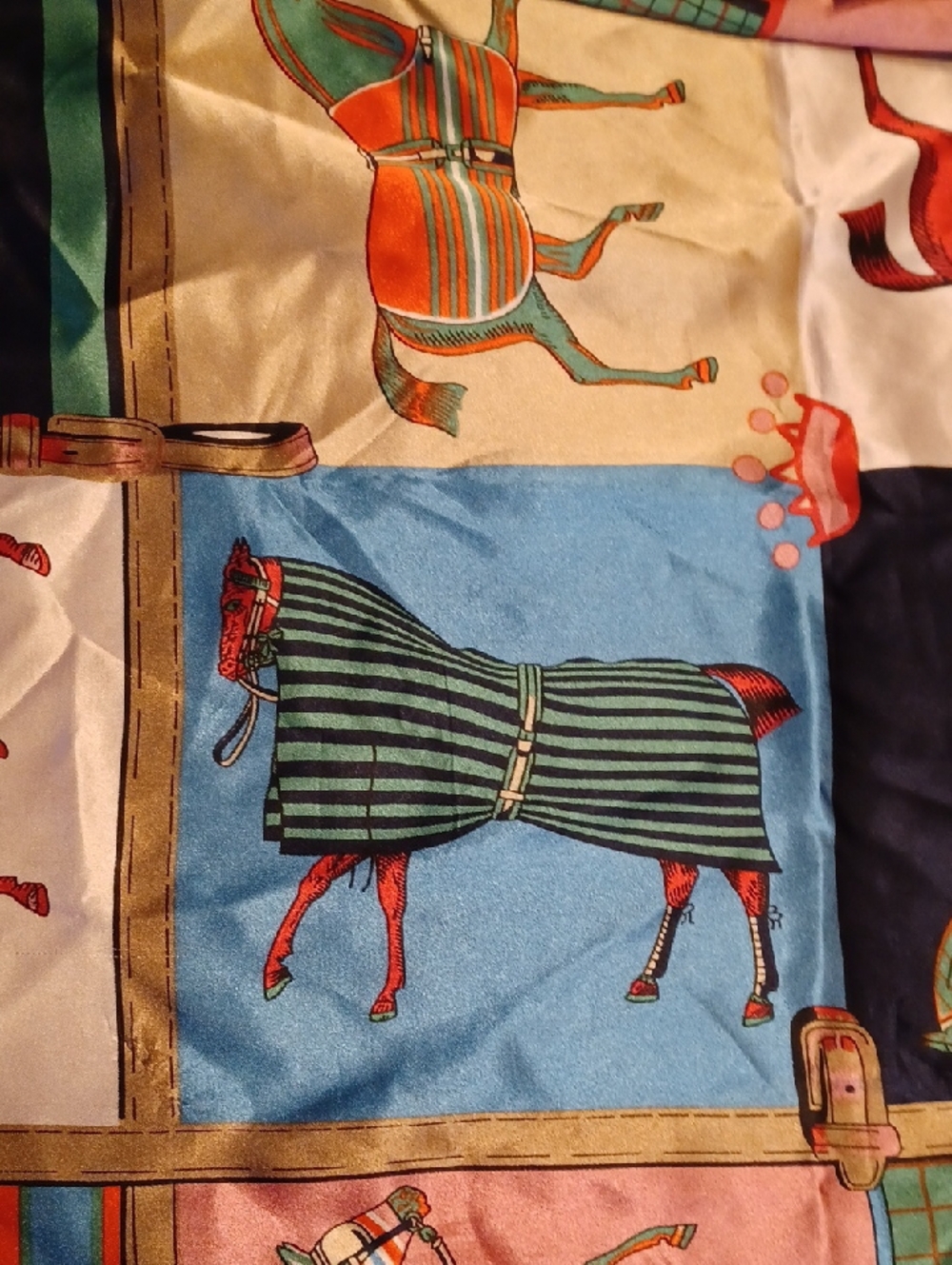 Equestrian Patchwork 90x90cm Polyester Scarf in Bright Multi Colors - Picture 6 of 16